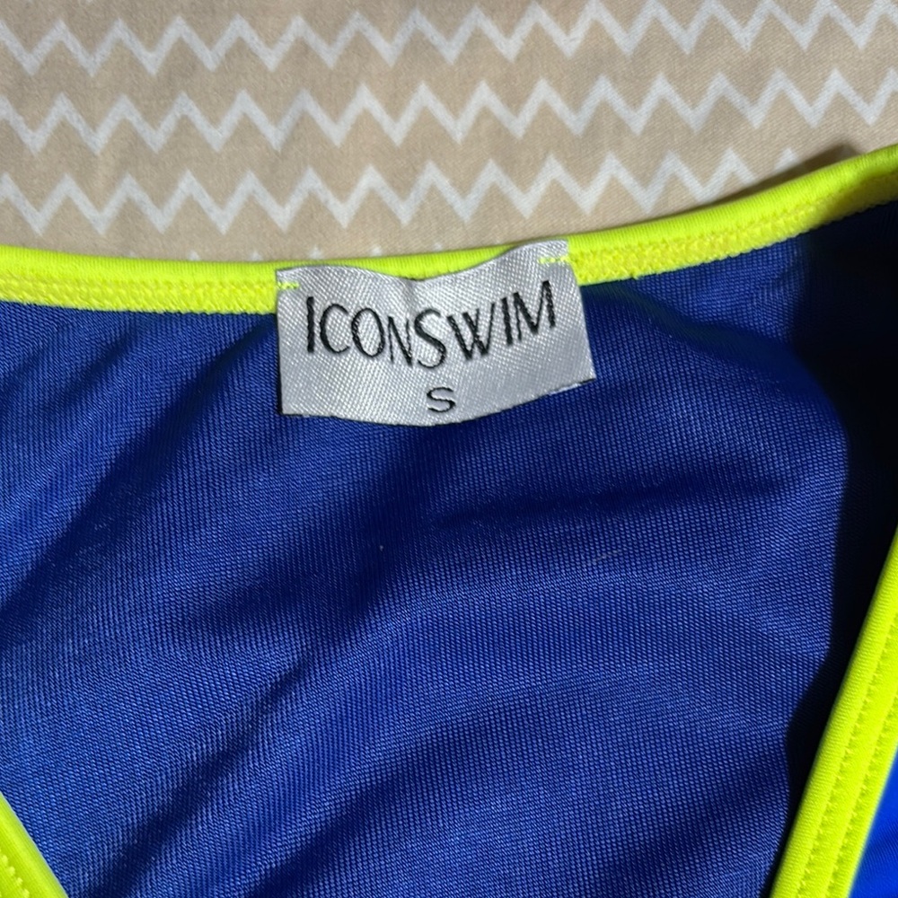 Icon Swim Blue and Neon Yellow Bikini Top - Picture 3 of 5